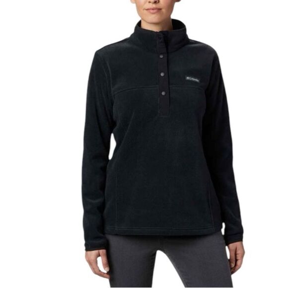 Columbia Women's Benton Springs Half Snap Fleece Jacket Womens‎ Small Black - Picture 1 of 11